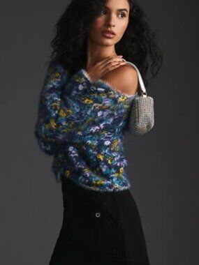 Pilcro Anthropologie Cropped Eyelash Sweater Size M